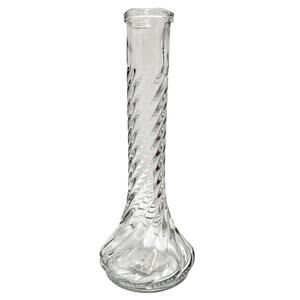 Pk of 3 burton + BURTON Clear Swirl Glass Single Bud Vase With Scalloped Lip New